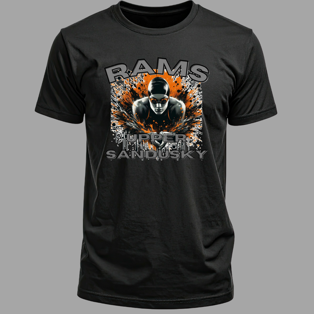 Upper Sandusky Rams Swimming Black T-Shirt